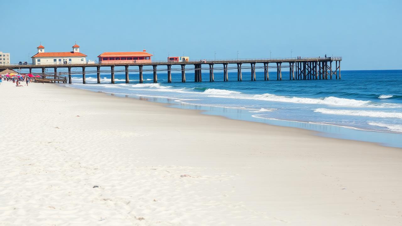 Daytona Beach Florida pier and wide drivable beach